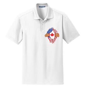 Canadian Blood Inside Me Canada Flag Dry Zone Grid Polo