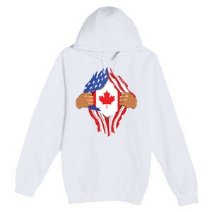 Canadian Blood Inside Me Canada Flag Premium Pullover Hoodie