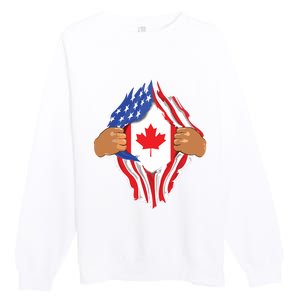 Canadian Blood Inside Me Canada Flag Premium Crewneck Sweatshirt