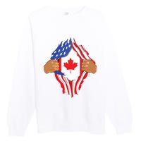 Canadian Blood Inside Me Canada Flag Premium Crewneck Sweatshirt