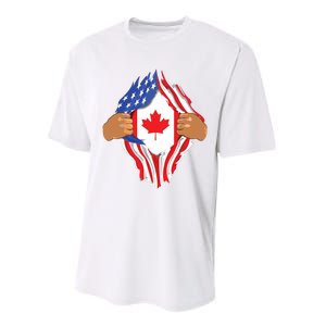 Canadian Blood Inside Me Canada Flag Performance Sprint T-Shirt