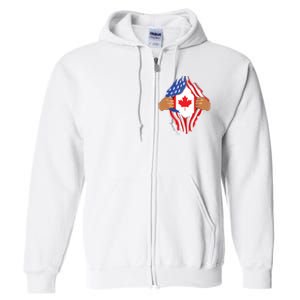 Canadian Blood Inside Me Canada Flag Full Zip Hoodie