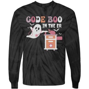 Code Boo In The Er Ghost Ghoul Nurse Nursing Boo Tie-Dye Long Sleeve Shirt