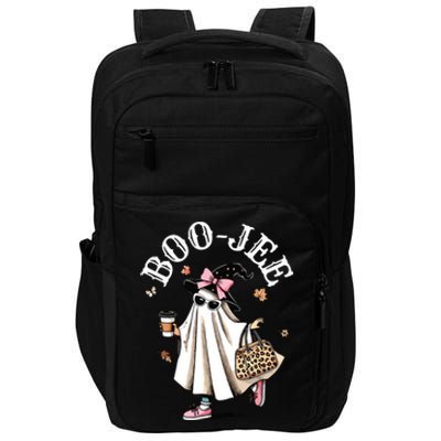 Cute Boo Jee Ghost Halloween Leopard Ghost Coffee Women Impact Tech Backpack