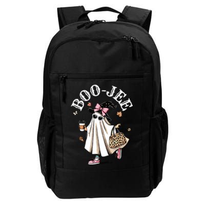 Cute Boo Jee Ghost Halloween Leopard Ghost Coffee Women Daily Commute Backpack