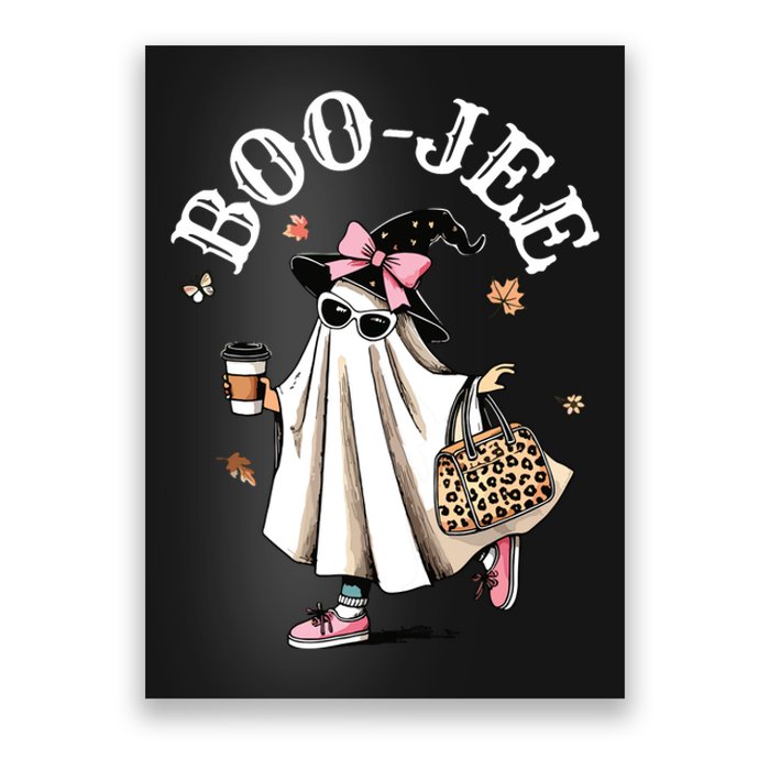 Cute Boo Jee Ghost Halloween Leopard Ghost Coffee Women Poster