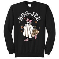 Cute Boo Jee Ghost Halloween Leopard Ghost Coffee Women Tall Sweatshirt