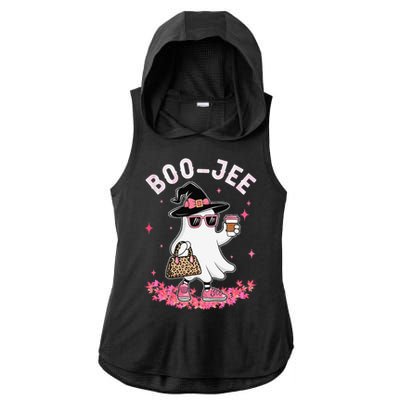 Cute Boo Jee Ghost Halloween Leopard Ghost Coffee Women Gift Ladies PosiCharge Tri-Blend Wicking Draft Hoodie Tank