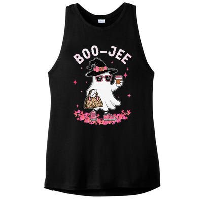 Cute Boo Jee Ghost Halloween Leopard Ghost Coffee Women Gift Ladies PosiCharge Tri-Blend Wicking Tank