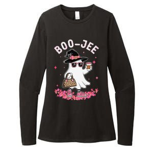 Cute Boo Jee Ghost Halloween Leopard Ghost Coffee Women Gift Womens CVC Long Sleeve Shirt