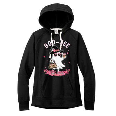 Cute Boo Jee Ghost Halloween Leopard Ghost Coffee Women Gift Women's Fleece Hoodie