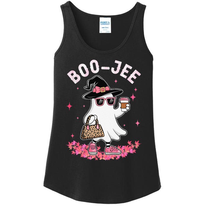 Cute Boo Jee Ghost Halloween Leopard Ghost Coffee Women Gift Ladies Essential Tank