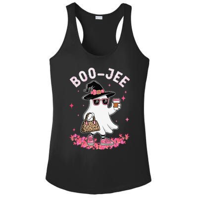 Cute Boo Jee Ghost Halloween Leopard Ghost Coffee Women Gift Ladies PosiCharge Competitor Racerback Tank