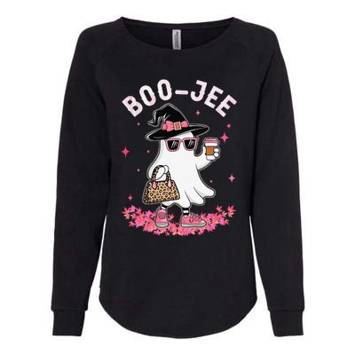 Cute Boo Jee Ghost Halloween Leopard Ghost Coffee Women Gift Womens California Wash Sweatshirt