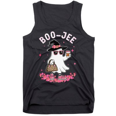 Cute Boo Jee Ghost Halloween Leopard Ghost Coffee Women Gift Tank Top