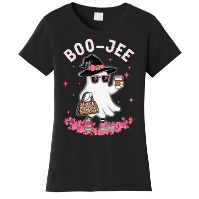 Cute Boo Jee Ghost Halloween Leopard Ghost Coffee Women Gift Women's T-Shirt