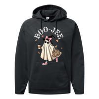 Cute Boo Jee Ghost Halloween Leopard Ghost Coffee Performance Fleece Hoodie