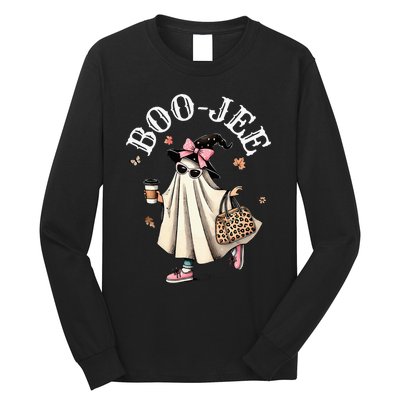 Cute Boo Jee Ghost Halloween Leopard Ghost Coffee Long Sleeve Shirt