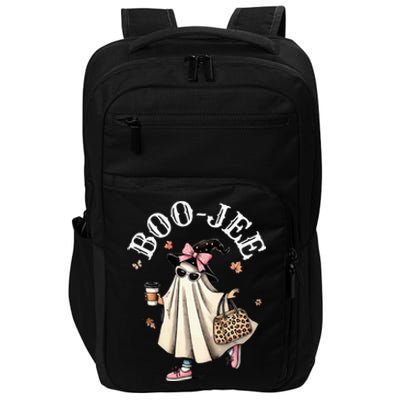 Cute Boo Jee Ghost Halloween Leopard Ghost Coffee Impact Tech Backpack