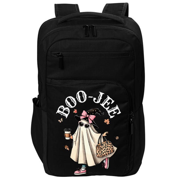 Cute Boo Jee Ghost Halloween Leopard Ghost Coffee Impact Tech Backpack