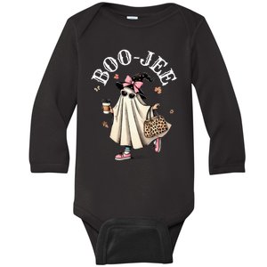 Cute Boo Jee Ghost Halloween Leopard Ghost Coffee Baby Long Sleeve Bodysuit