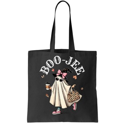 Cute Boo Jee Ghost Halloween Leopard Ghost Coffee Tote Bag