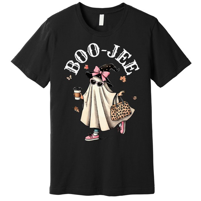 Cute Boo Jee Ghost Halloween Leopard Ghost Coffee Premium T-Shirt