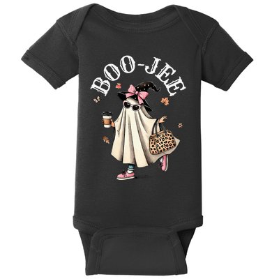 Cute Boo Jee Ghost Halloween Leopard Ghost Coffee Baby Bodysuit