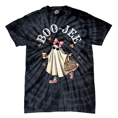 Cute Boo Jee Ghost Halloween Leopard Ghost Coffee Tie-Dye T-Shirt