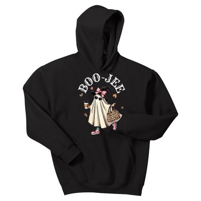 Cute Boo Jee Ghost Halloween Leopard Ghost Coffee Kids Hoodie