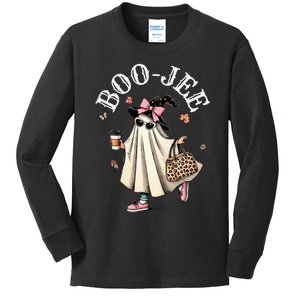 Cute Boo Jee Ghost Halloween Leopard Ghost Coffee Kids Long Sleeve Shirt