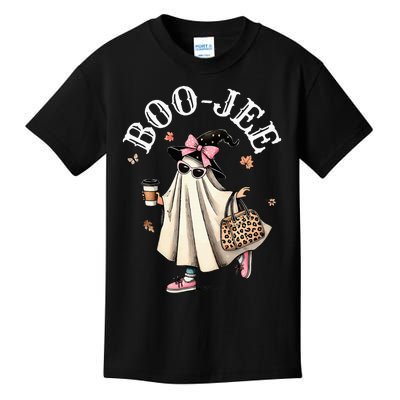 Cute Boo Jee Ghost Halloween Leopard Ghost Coffee Kids T-Shirt