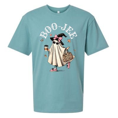 Cute Boo Jee Ghost Halloween Leopard Ghost Coffee Sueded Cloud Jersey T-Shirt