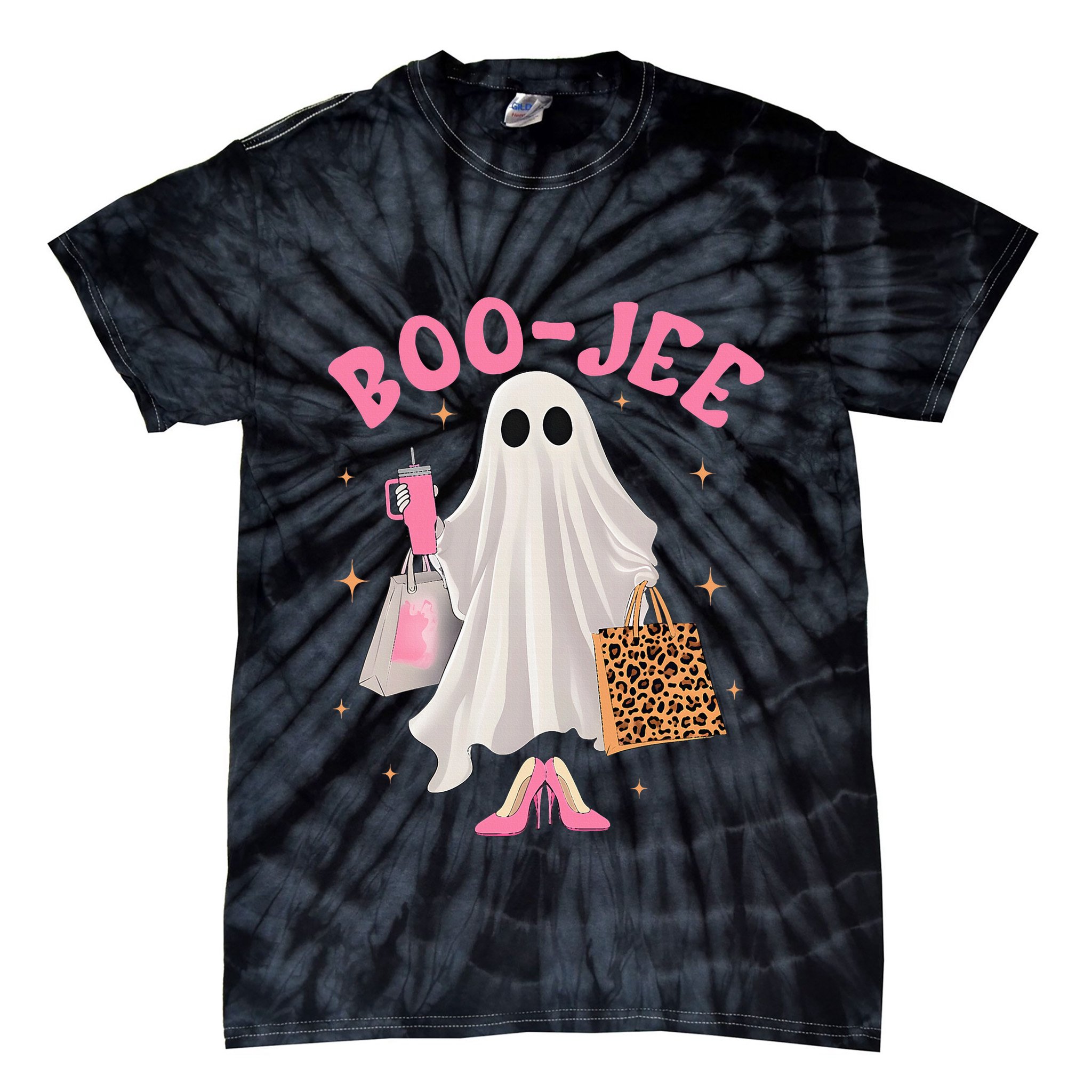 Cute Boo Jee Tumbler Ghost Boujee Halloween Girl Women Tie-Dye T-Shirt