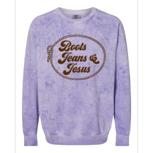 Cute Boots Jeans And Jesus Cow Christian Country Western Colorblast Crewneck Sweatshirt