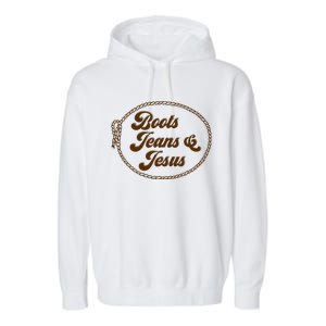 Cute Boots Jeans And Jesus Cow Christian Country Western Garment-Dyed Fleece Hoodie