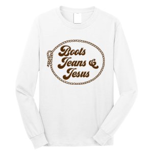 Cute Boots Jeans And Jesus Cow Christian Country Western Long Sleeve Shirt