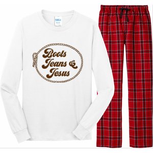 Cute Boots Jeans And Jesus Cow Christian Country Western Long Sleeve Pajama Set