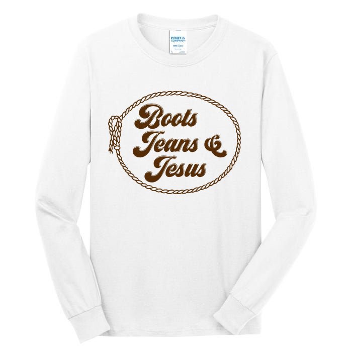 Cute Boots Jeans And Jesus Cow Christian Country Western Tall Long Sleeve T-Shirt