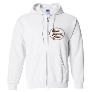 Cute Boots Jeans And Jesus Cow Christian Country Western Full Zip Hoodie