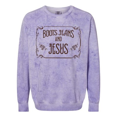 Cute Boots Jeans And Jesus Cow Cow Country Western Colorblast Crewneck Sweatshirt