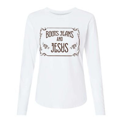 Cute Boots Jeans And Jesus Cow Cow Country Western Womens Cotton Relaxed Long Sleeve T-Shirt