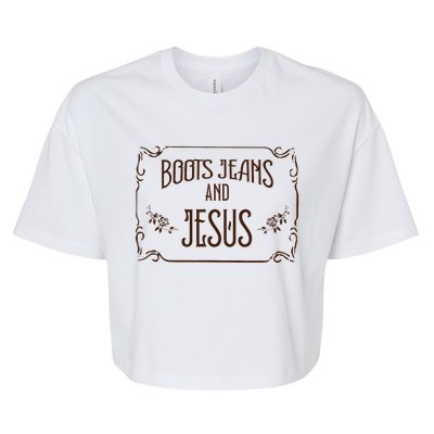 Cute Boots Jeans And Jesus Cow Cow Country Western Bella+Canvas Jersey Crop Tee