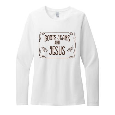 Cute Boots Jeans And Jesus Cow Cow Country Western Womens CVC Long Sleeve Shirt