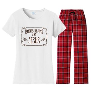 Cute Boots Jeans And Jesus Cow Cow Country Western Women's Flannel Pajama Set