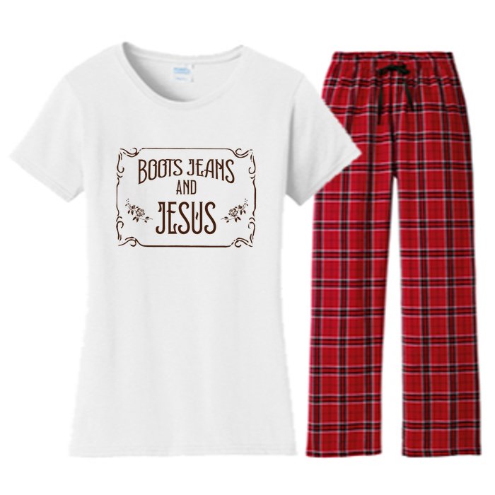 Cute Boots Jeans And Jesus Cow Cow Country Western Women's Flannel Pajama Set