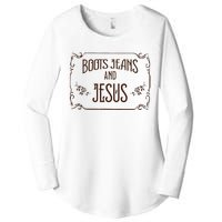 Cute Boots Jeans And Jesus Cow Cow Country Western Women's Perfect Tri Tunic Long Sleeve Shirt