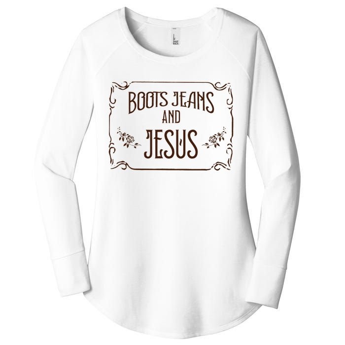 Cute Boots Jeans And Jesus Cow Cow Country Western Women's Perfect Tri Tunic Long Sleeve Shirt