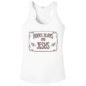 Cute Boots Jeans And Jesus Cow Cow Country Western Ladies PosiCharge Competitor Racerback Tank