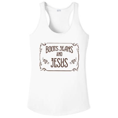 Cute Boots Jeans And Jesus Cow Cow Country Western Ladies PosiCharge Competitor Racerback Tank